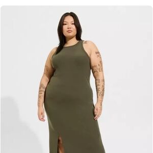 Torrid Khaki Maxi Dress with Front Slit